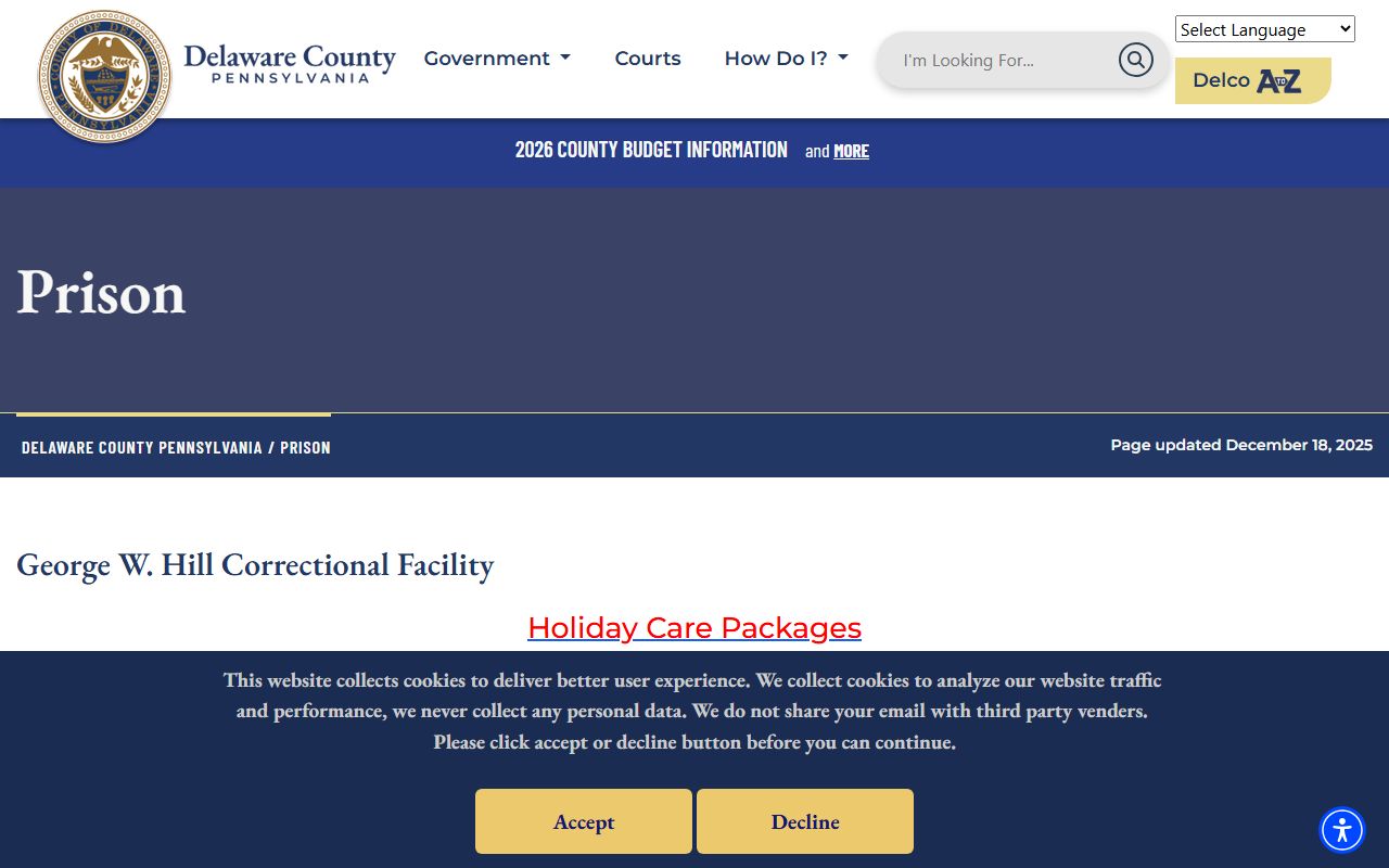 Delaware County recent bookings prison facility page