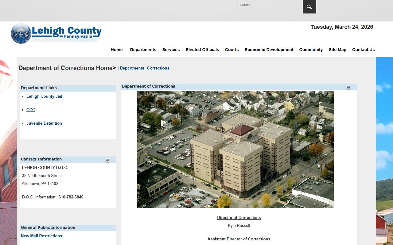 Lehigh County recent bookings corrections division website