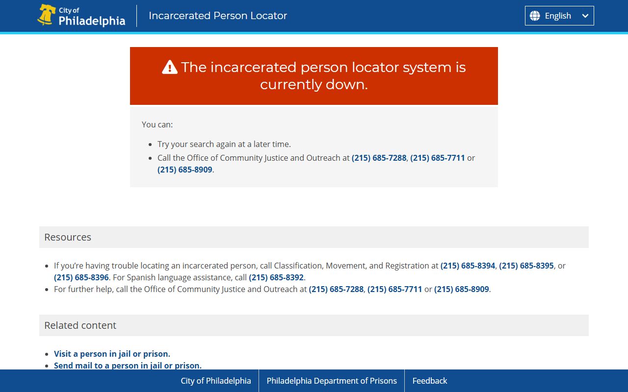 Philadelphia County inmate locator for recent bookings search