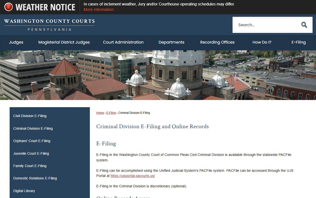 Washington County Courts criminal division for recent bookings records